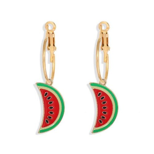 Enamel Watermelon Slices Creative Design Korean Fashion Women Earrings - Red