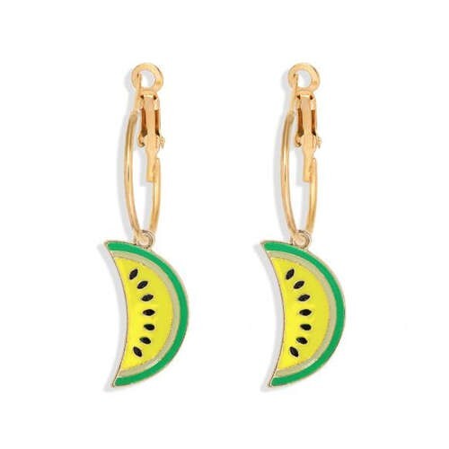 Enamel Watermelon Slices Creative Design Korean Fashion Women Earrings - Yellow