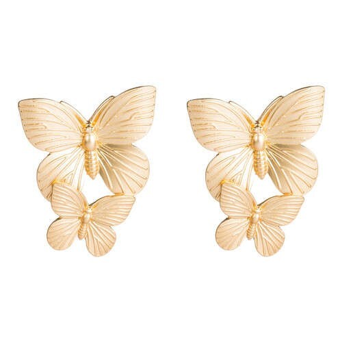 Dual Golden Butterflies Vintage Fashion Women Wholesale Costume Earrings