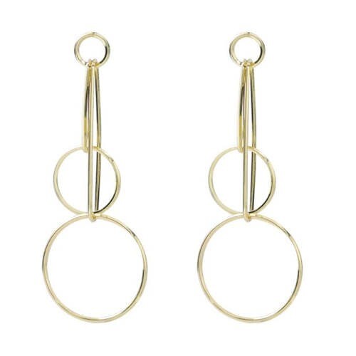 Dual Rings Minimalist Style Dangling Alloy Women Wholesale Earrings