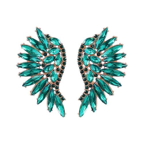 Delicate Rhinestone Angel Wings Design Bohemian Fashion Wholesale Earrings - Green