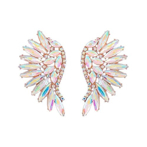 Delicate Rhinestone Angel Wings Design Bohemian Fashion Wholesale Earrings - Luminous White