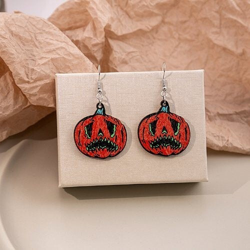 Fashion Halloween Jewelry Frightened Pumpkin Shape Wholesale Earrings