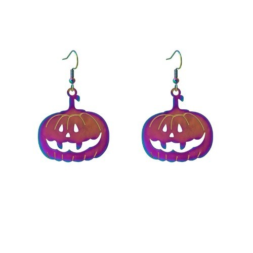 Halloween Jewelry Popular Cool and Funny Colorful Gradient Earrings - Pumpkin