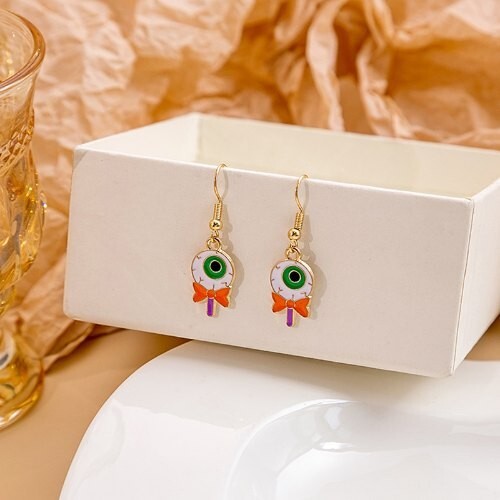 Halloween Jewelry Cute Funny Horror Cute Oil-spot Glaze Wholesale Earrings - Eyeball