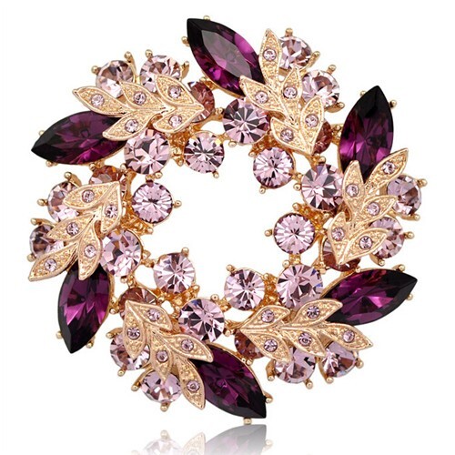 Splendid Bauhinia Garland Rose Gold Brooch - Purple