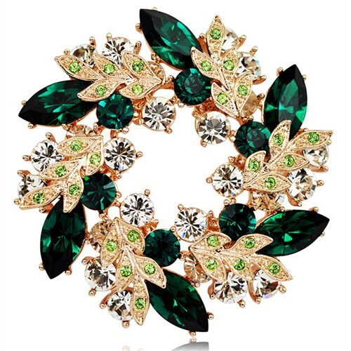 Splendid Bauhinia Garland Rose Gold Brooch - Green