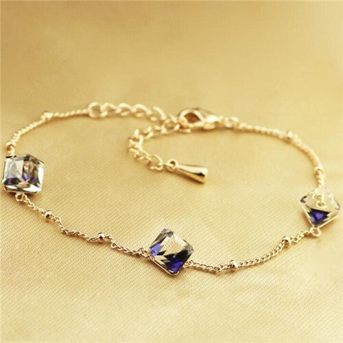 Fashion Discolored Magic Box Austrian Crystal Rose Gold Bracelet