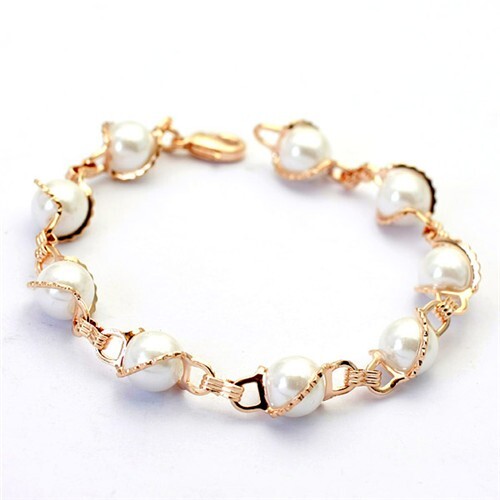 Exquisite Rose Gold Wrapped Pearls Bracelet