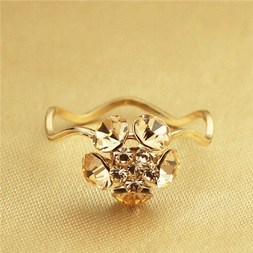 Fair Maiden Fashion Crystal Flower Rose Gold Plated Ring